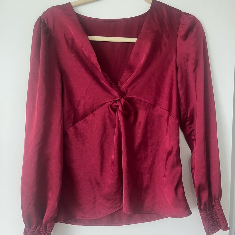 Anthropologie Silky Red Blouse